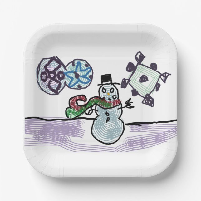 Snowman joy paper plates (Front)
