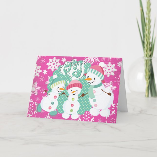 Snowman Joy Winter Snowflakes Greeting Card (Front)