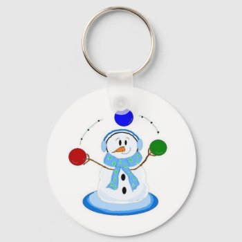 Snowman Juggling Balls Keychain by seashell2 at Zazzle