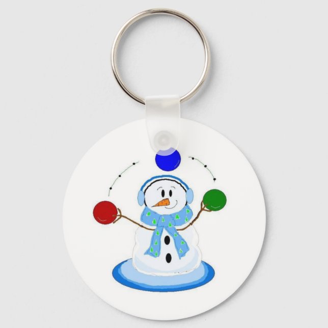 Snowman Juggling Balls Keychain (Front)