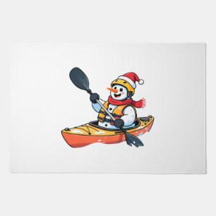 Snowman Kayaker Christmas 2026 Holiday Water Sport Doormat