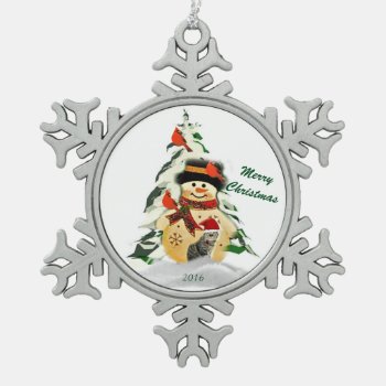 Snowman Keepsake Pewter Snowflake Ornament by Susang6 at Zazzle
