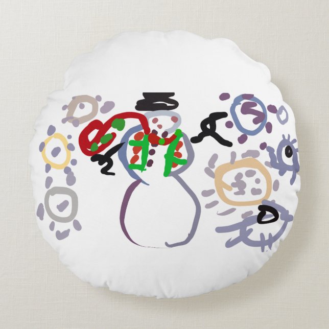 Snowman kind round pillow (Front)