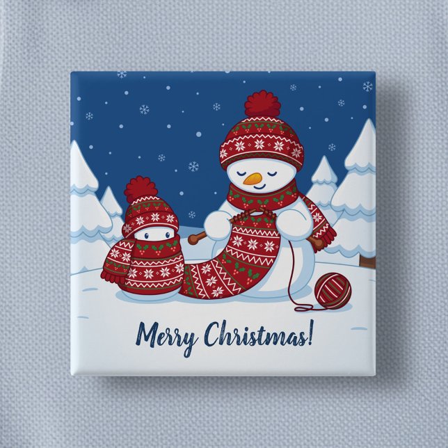 Snowman Knitting Christmas Scarf Button (Creator Uploaded)