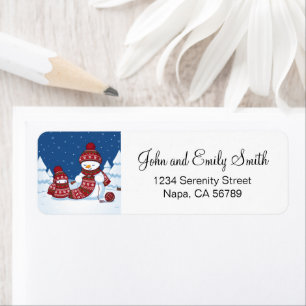 Snowman Knitting Christmas Scarf Label