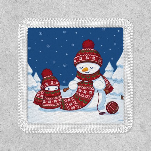 Snowman Knitting Christmas Scarf Patch