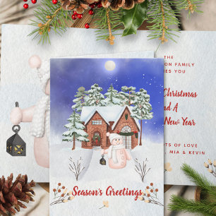 Snowman Lantern Family Christmas Card – Non Photo