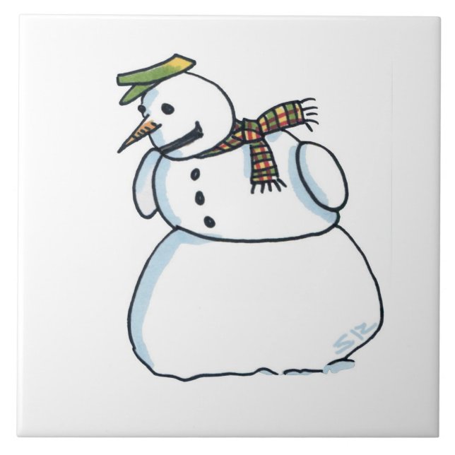 Snowman large ceramic tile (Front)
