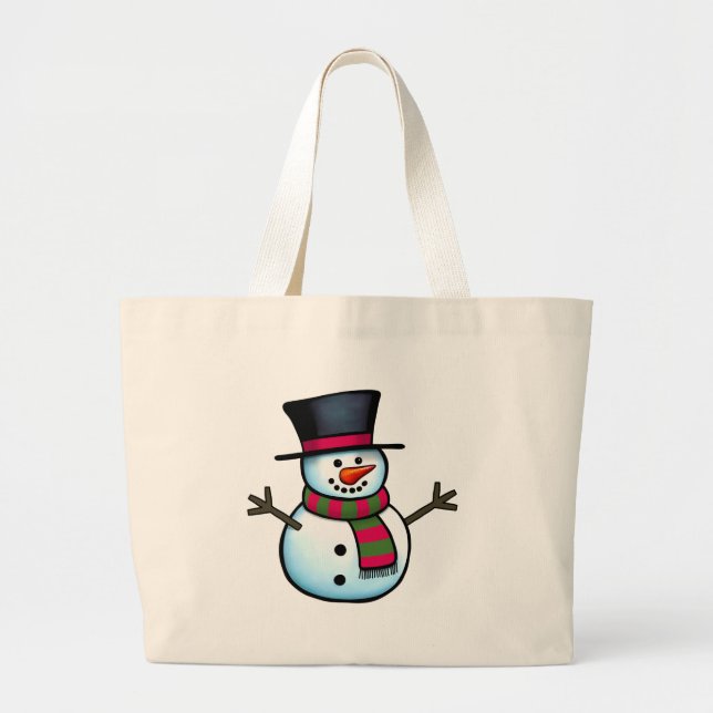 Snowman Large Tote Bag (Front)