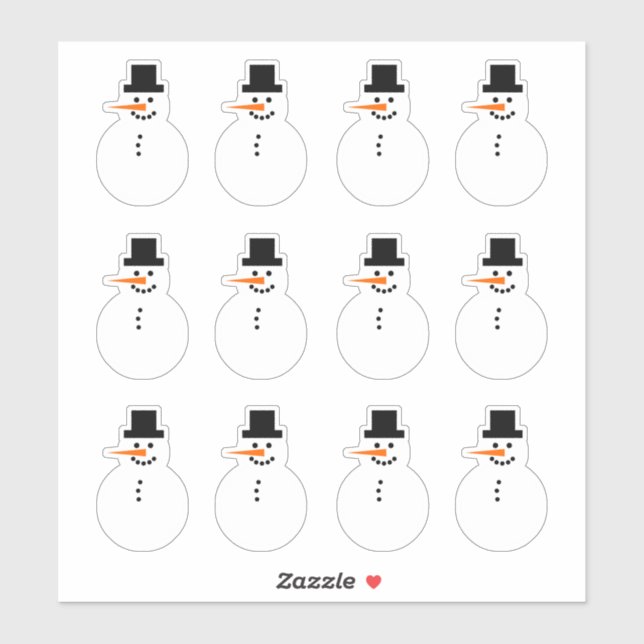 Snowman (Left-Facing) Winter Holiday Christmas Sticker (Sheet)