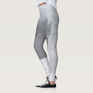 Snowman Leggings Winter Landscape Holiday Leggings