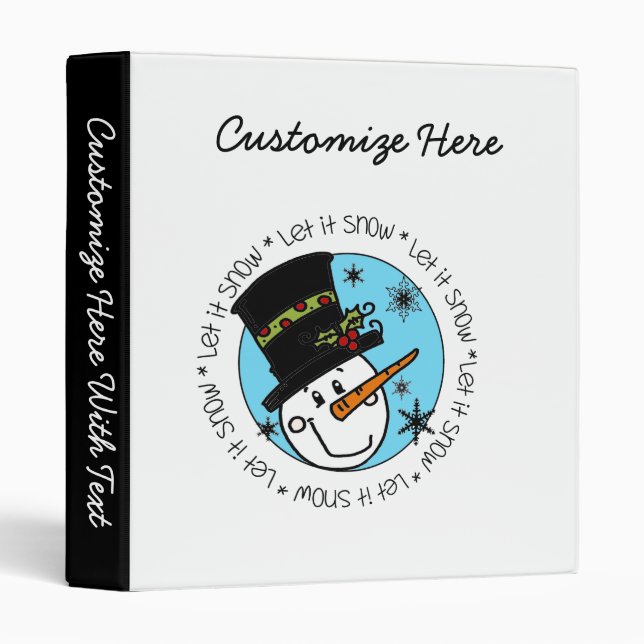 Snowman Let It Snow 3 Ring Binder (Front/Spine)