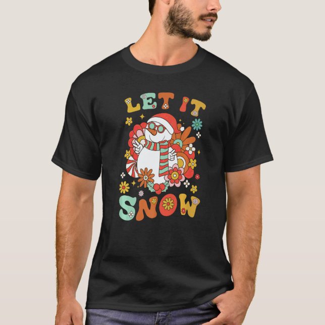 Snowman Let It Snow Christmas Holiday Outfit Costu T-Shirt (Front)