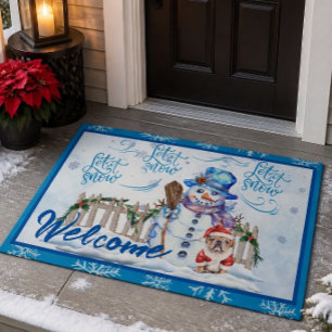 Snowman Let it Snow Door Mat