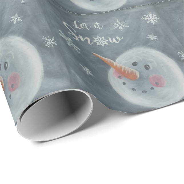 Snowman Let It Snow faux chalkboard gift wrapping Paper (Roll Corner)
