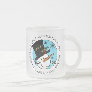 Snowman Let It Snow Frosted Glass Coffee Mug