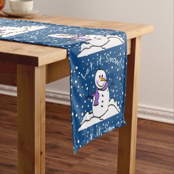 Snowman Let It Snow Holiday Short Table Runner by christmasgiftshop at Zazzle
