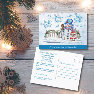 Snowman Let it Snow Party Announcement Post Card