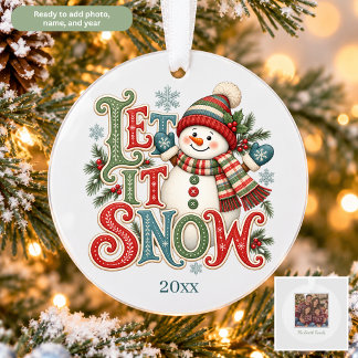 Snowman Let it Snow Personalized Holiday Ornament