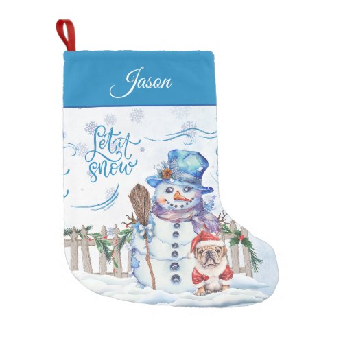 Snowman  Let it Snow Personalized Small Christmas Stocking