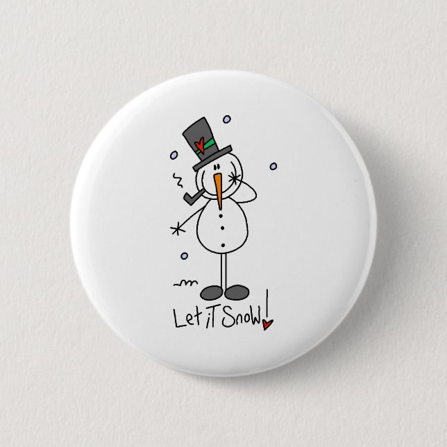 Snowman Let it Snow Pinback Button (Front)
