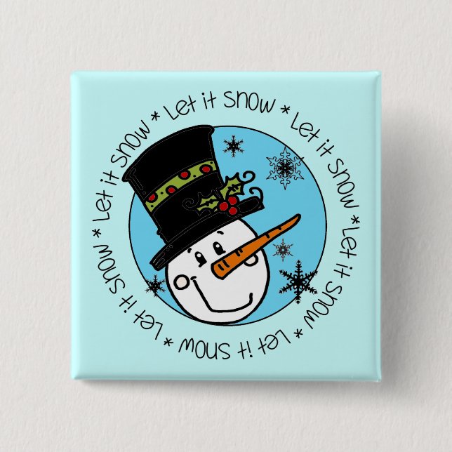 Snowman Let It Snow Pinback Button (Front)