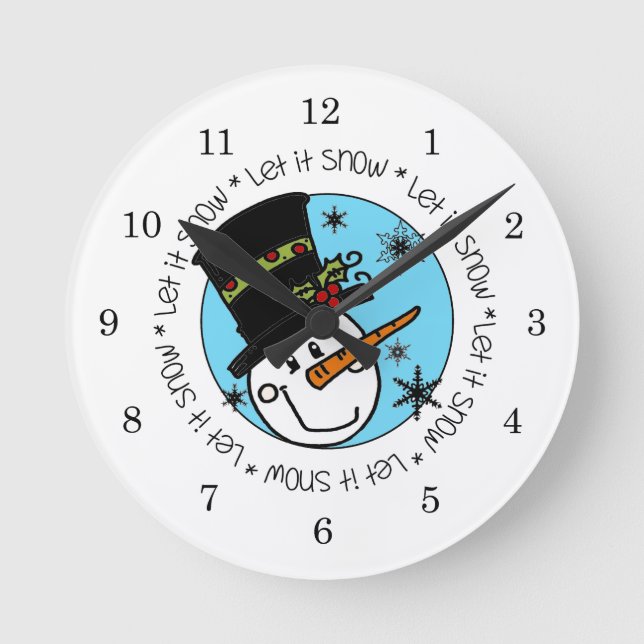 Snowman Let It Snow Round Clock (Front)