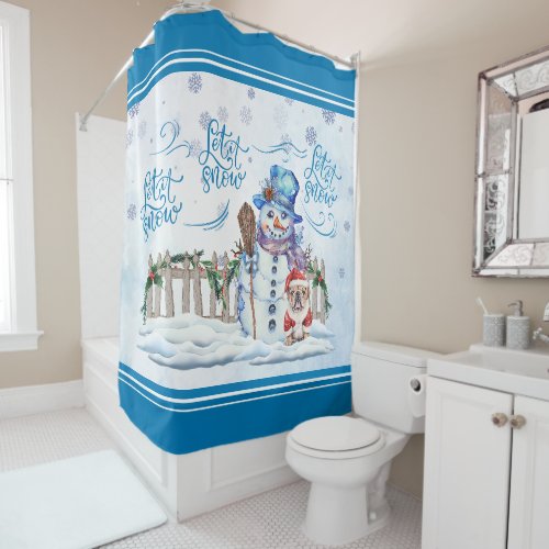 Snowman  Let it Snow Shower Curtain