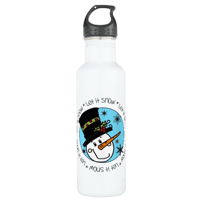 Snowman Let It Snow Stainless Steel Water Bottle (Front)