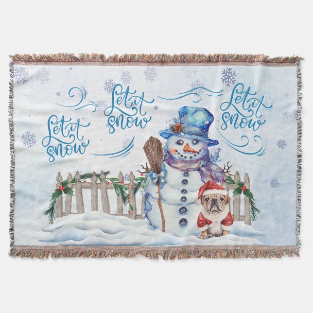 Snowman | Let it Snow Throw Blanket (Front)