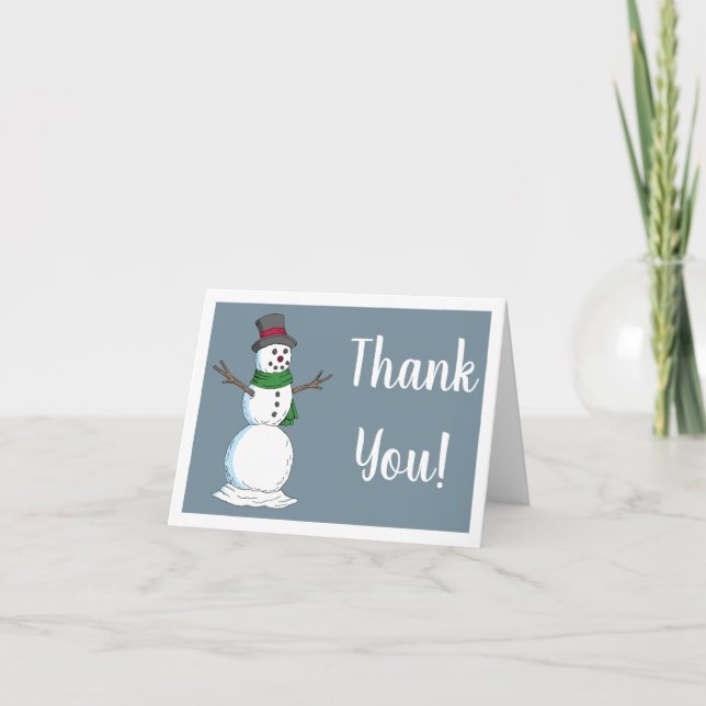 Snowman Letterpress Thank You Card (Front)