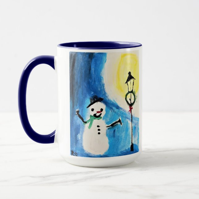 Snowman & Lightpost Mug (Left)