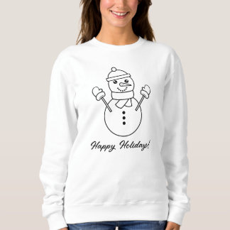 Snowman Line Art Illustration With Custom Text Sweatshirt