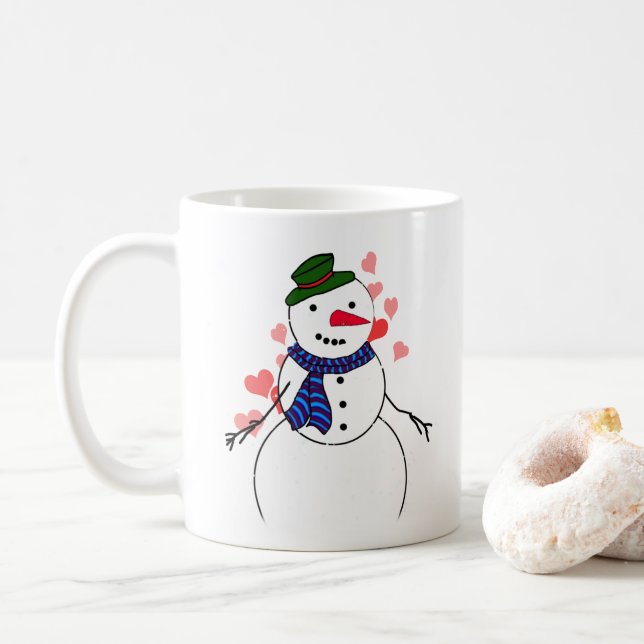 Snowman Little Boy In Love Coffee Mug (With Donut)