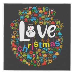 Snowman Love Christmas Decorations Faux Canvas Print