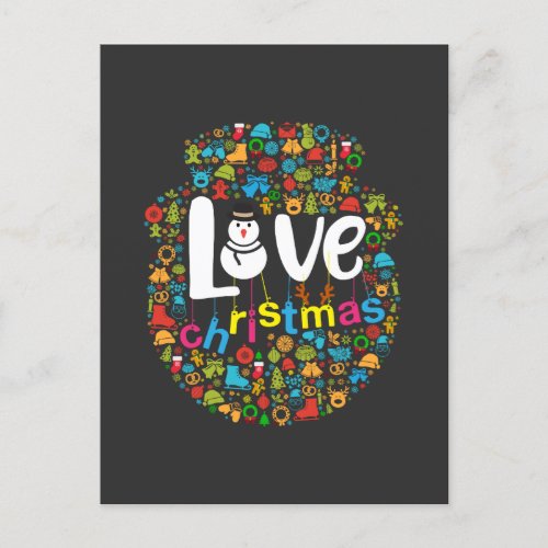 Snowman Love Christmas Decorations Holiday Postcard