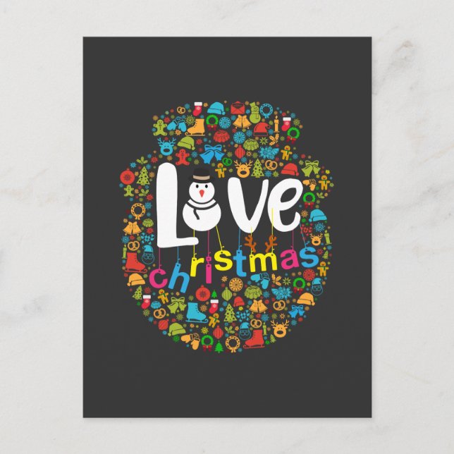 Snowman Love Christmas Decorations Holiday Postcard (Front)