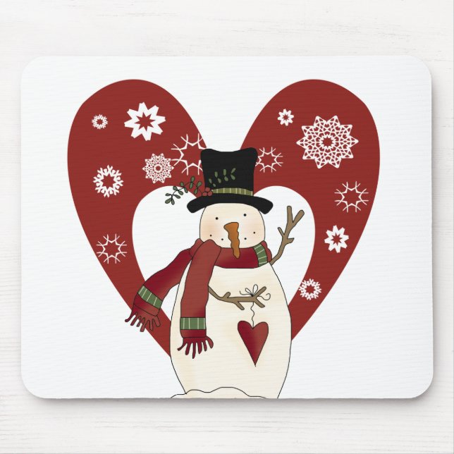 Snowman Loves Snow T-shirts and Gifts Mouse Pad (Front)