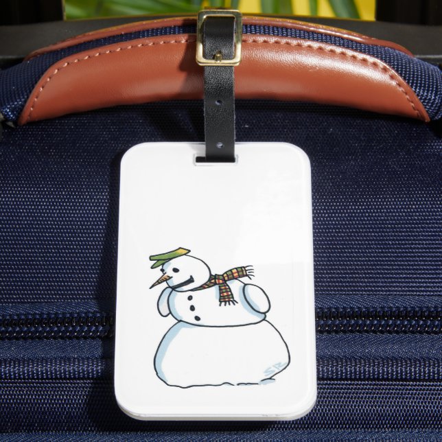 Snowman luggage tag (Front Insitu 2)