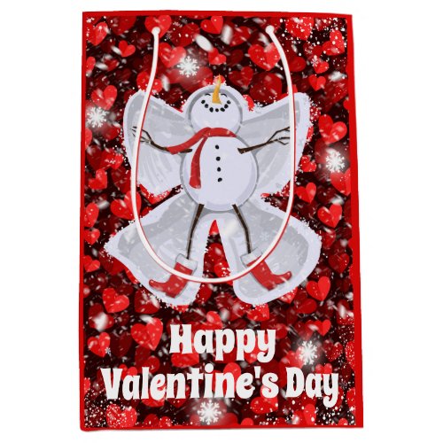 Snowman Making a Snow Angel Valentines Day Medium Gift Bag