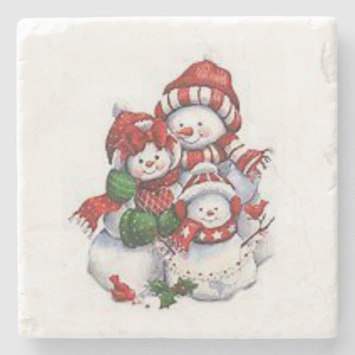 Snowman Marble Stone Coaster Christmas