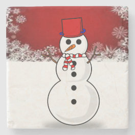 Snowman Marble Stone Coaster Christmas