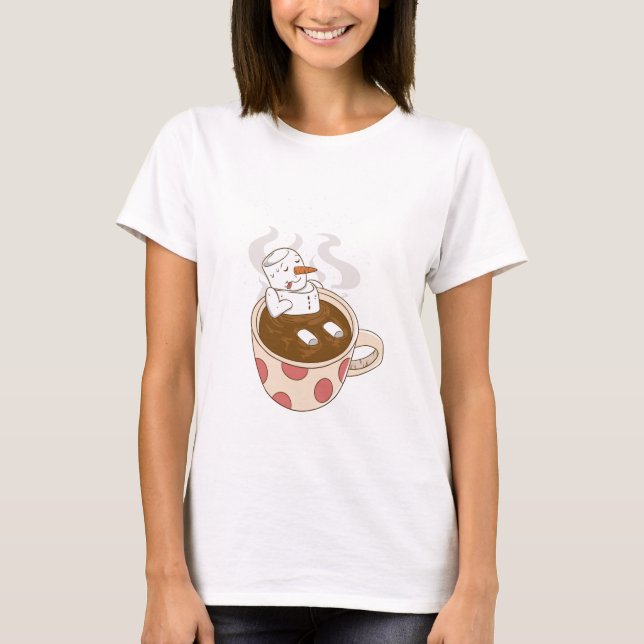 Snowman Marshmellow Hot Cocoa T-Shirt (Front)
