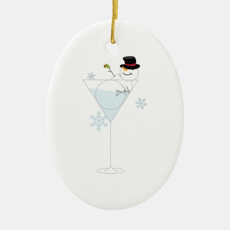 Snowman Martini Ceramic Ornament