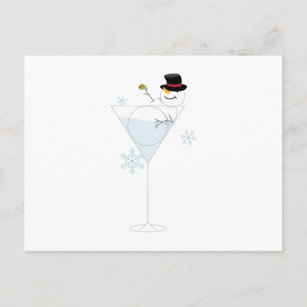 Snowman Martini Postcard