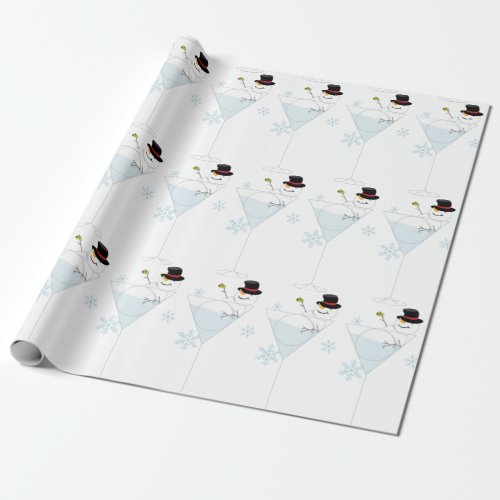 Snowman Martini Wrapping Paper