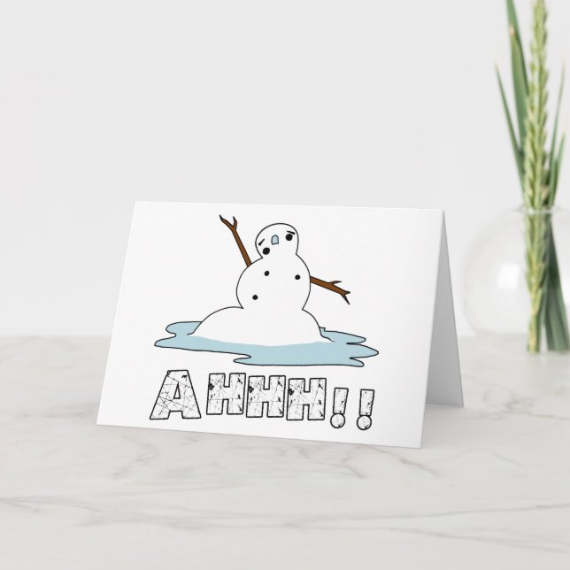 Snowman Melting Holiday Card (Front)