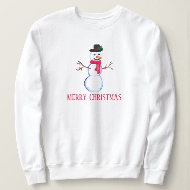 Snowman Merry Bright Christmas funny Cute Winter Sweatshirt (Design Front)