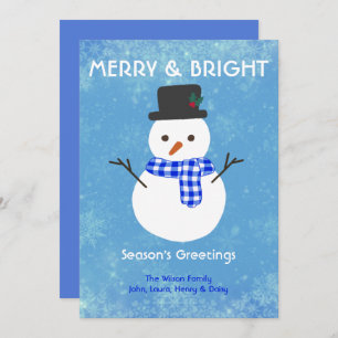 Snowman Merry & Bright Seasons Greetings Custom Ho Holiday Card