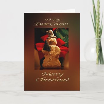 Snowman Merry Christmas  - Cousin Holiday Card by LoisBryan at Zazzle